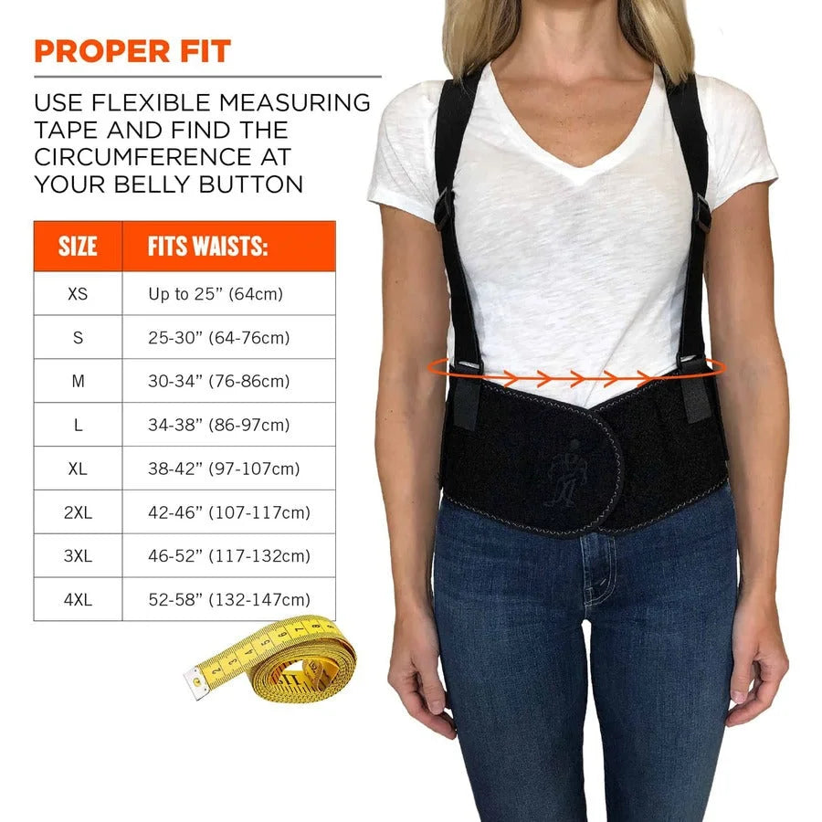 Ergodyne ProFlex 1600 Back Support Brace - 30’’ to 34’’ Waist - Elastic Polypropylene Rubber - Supports