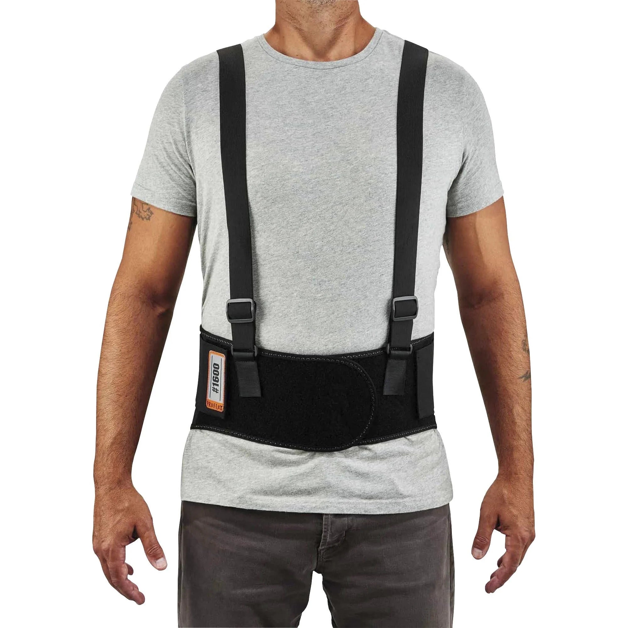 Ergodyne ProFlex 1600 Back Support Brace - 34’’-38’’ Waist - Black - Elastic Polypropylene Rubber - Supports