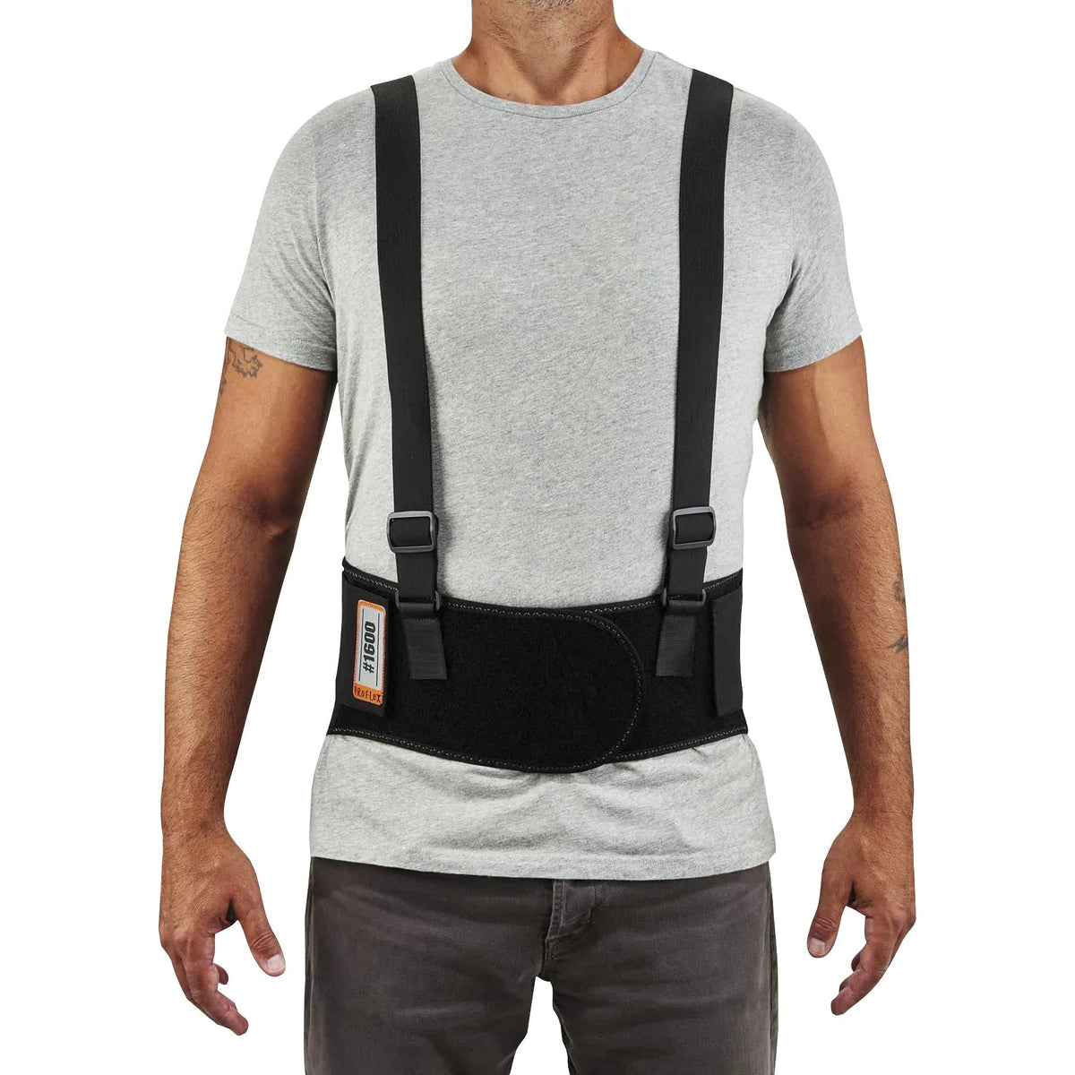 Ergodyne ProFlex 1600 Back Support Brace - 52’’-58’’ Waist - Black - Elastic Polypropylene Rubber - Supports
