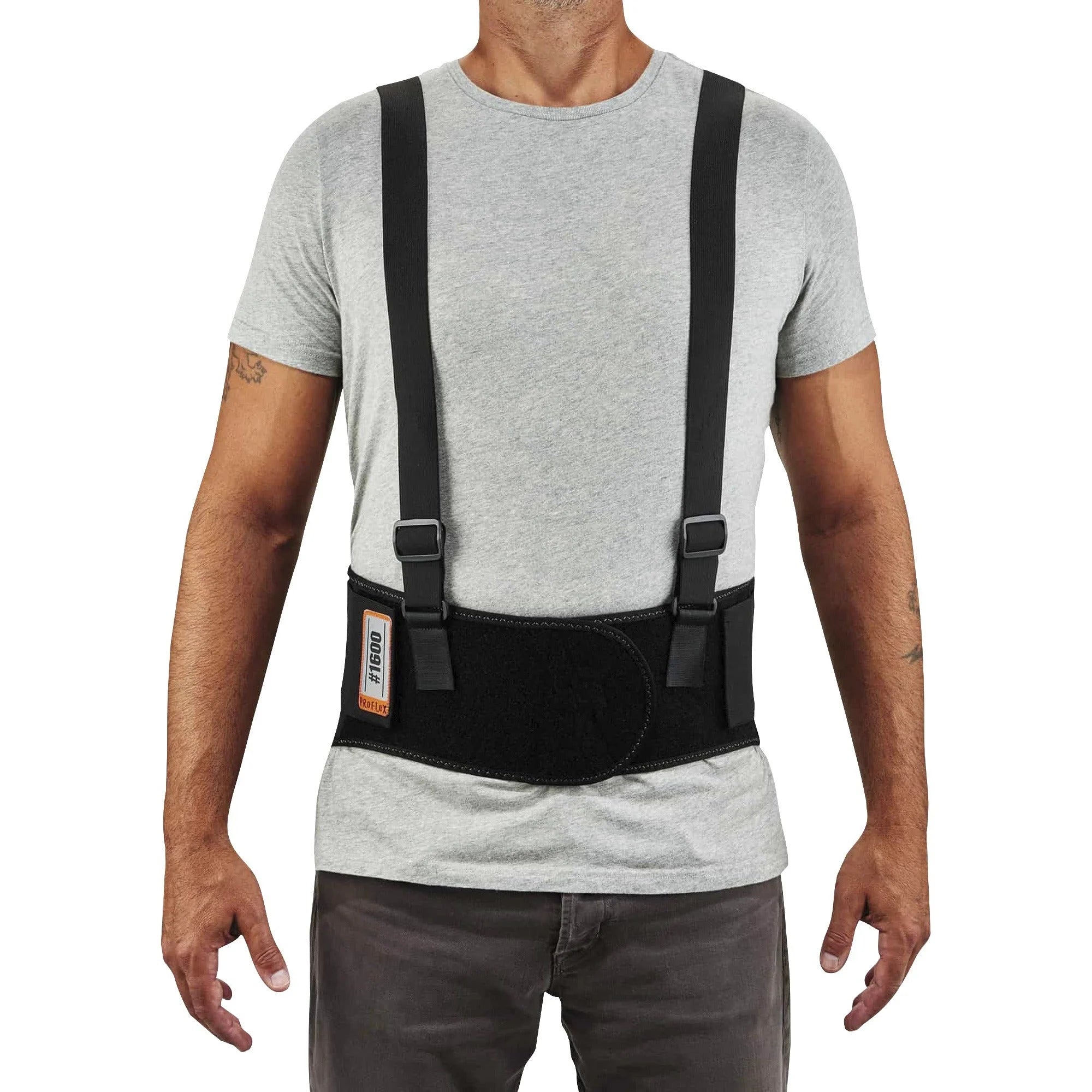 Ergodyne ProFlex 1600 Back Support Brace - 52’’-58’’ Waist - Black - Elastic Polypropylene Rubber - Supports