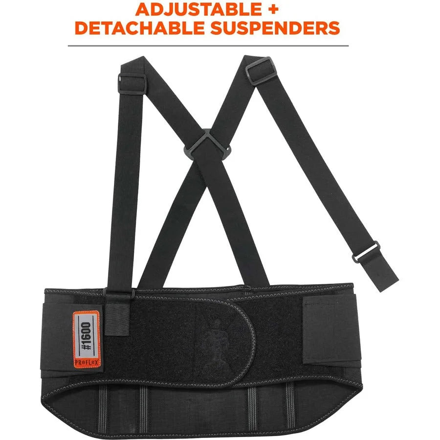 Ergodyne ProFlex 1600 Back Support Brace - 52’’-58’’ Waist - Black - Elastic Polypropylene Rubber - Supports