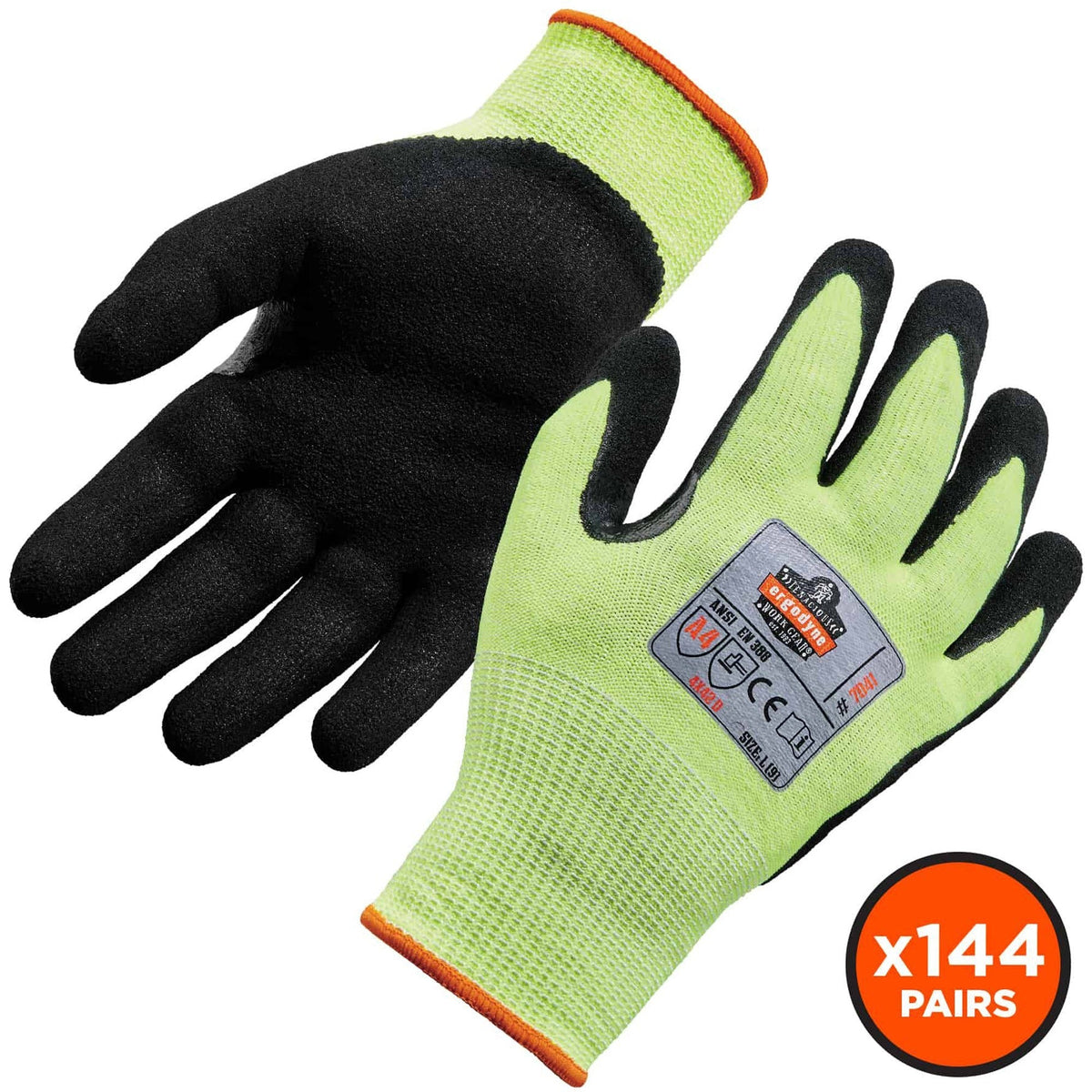 Ergodyne ProFlex 7041 Hi-Vis Nitrile-Coated Level 4 Cut Gloves - 2000