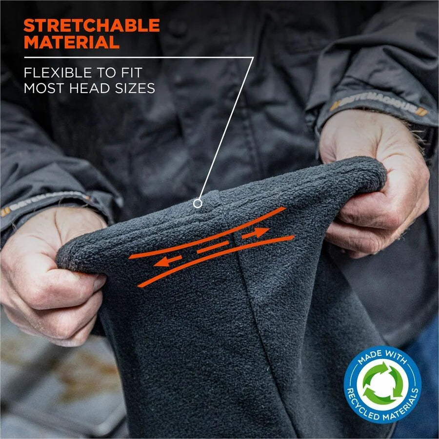 Ergodyne Recycled Balaclava Face Mask - Eco-Friendly Fleece Blend - Black - Multipurpose Masks