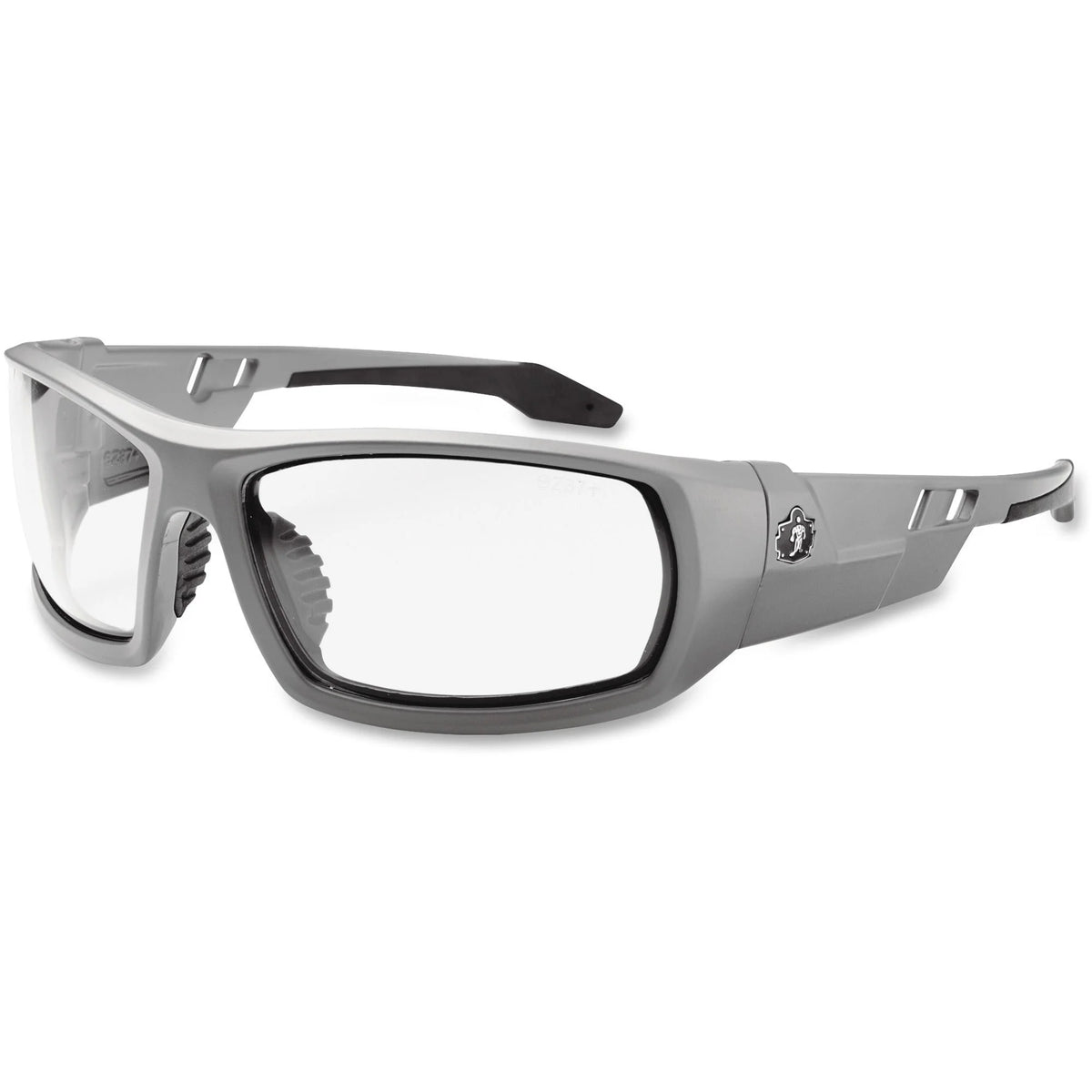 Ergodyne Safety Glasses: Clear Lens/Gray Frame - UV Protection - Durable & Comfortable - Protective Gear