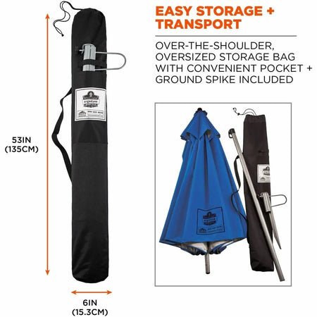 Ergodyne SHAX 6100 Work Umbrella: Lightweight Protection in Blue - Outdoor Equipment