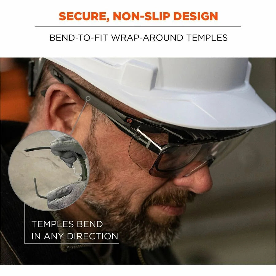 Ergodyne Skullerz OSMIN Safety Glasses: Eye & Sun Protection - Impact Resistant - Matte Black Frame - Protective Gear