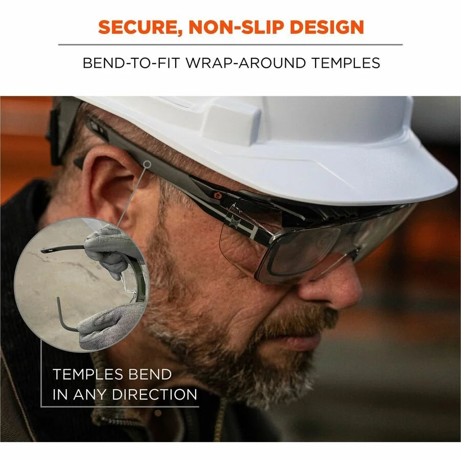 Ergodyne Skullerz OSMIN Safety Glasses: Eye & Sun Protection - Impact Resistant - Matte Black Frame - Protective Gear
