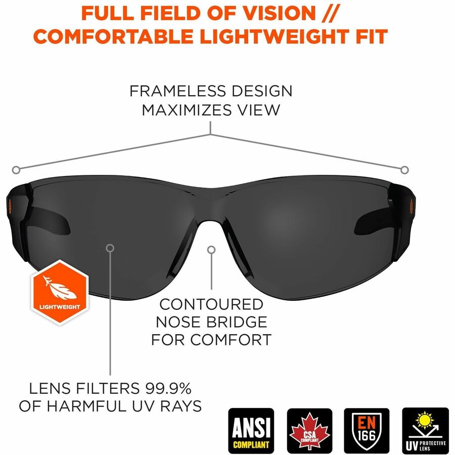 Ergodyne Skullerz SAGA Anti-Scratch & Enhanced Anti-Fog Safety Glasses, Sunglasses - Alternate-Image1
