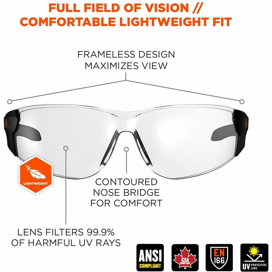 Ergodyne Skullerz SAGA Anti-Scratch & Enhanced Anti-Fog Safety Glasses, Sunglasses - Alternate-Image1