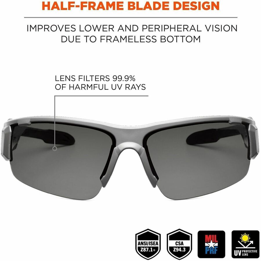 Ergodyne Smoke Lens/Gray Half Frame Safety Glasses - Alternate-Image1