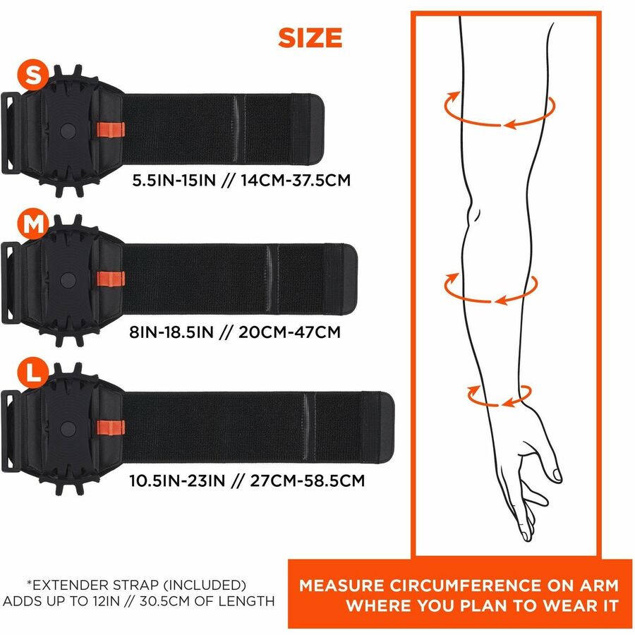 Ergodyne Squids 5545 Wrist Mount for Scanner, Mobile Computer, Smartphone, Stylus, Tool - Black - Landscape/Portrait - Alternate-Image8