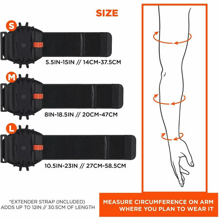 Ergodyne Squids 5545 Wrist Mount for Scanner, Mobile Computer, Smartphone, Stylus, Tool - Black - Landscape/Portrait - Alternate-Image8