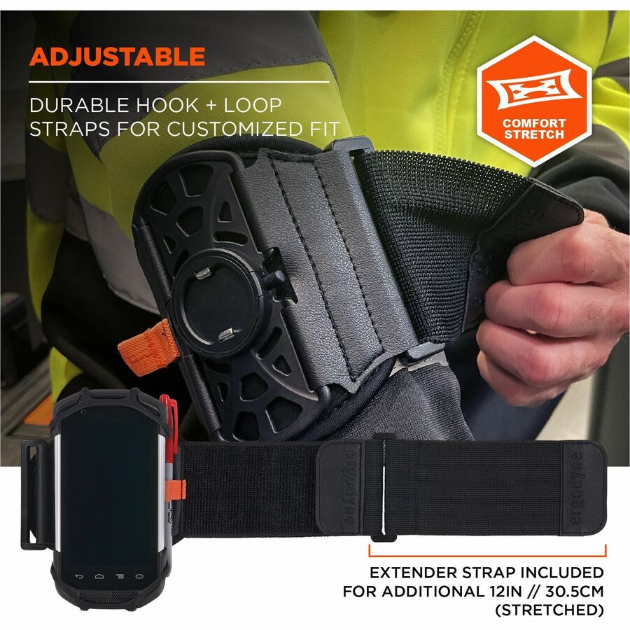 Ergodyne Squids 5545 Wrist Mount for Scanner, Mobile Computer, Smartphone, Stylus, Tool - Black - Landscape/Portrait - Alternate-Image5