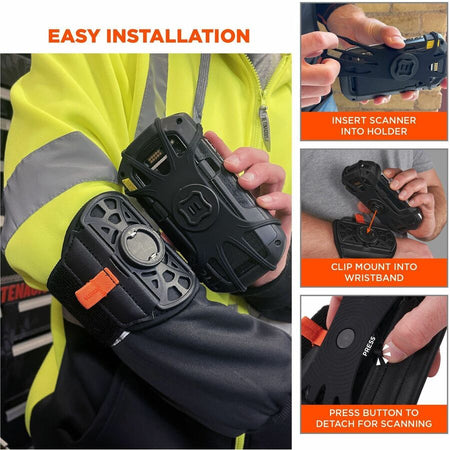 Ergodyne Squids 5545 Wrist Mount for Scanner, Mobile Computer, Smartphone, Stylus, Tool - Black - Landscape/Portrait - Alternate-Image4