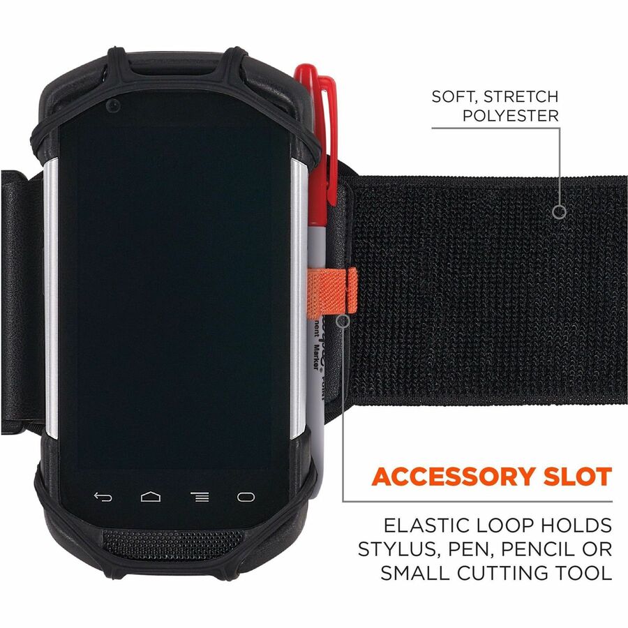 Ergodyne Squids 5545 Wrist Mount for Scanner, Mobile Computer, Smartphone, Stylus, Tool - Black - Landscape/Portrait - Alternate-Image6
