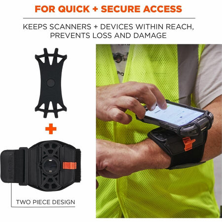 Ergodyne Squids 5545 Wrist Mount for Scanner, Mobile Computer, Smartphone, Stylus, Tool - Black - Landscape/Portrait - Alternate-Image1