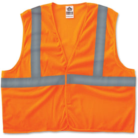 Ergodyne Super Econo Vest: Class 2 Orange Reflective - Lightweight & Machine Washable - Safety Jackets / Vests