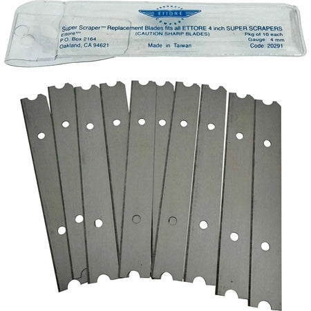 Ettore 4’’ Scraper Replacement Blades - Carbon Steel - 6-Pack - Squeegees / Scrappers