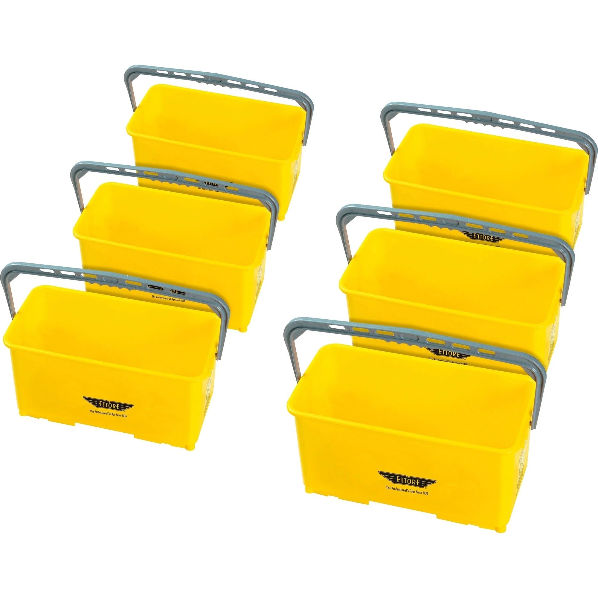 Ettore 6-Gallon Super Bucket: Secure Grip Handle Yellow - 6/Carton - Buckets & Wringers