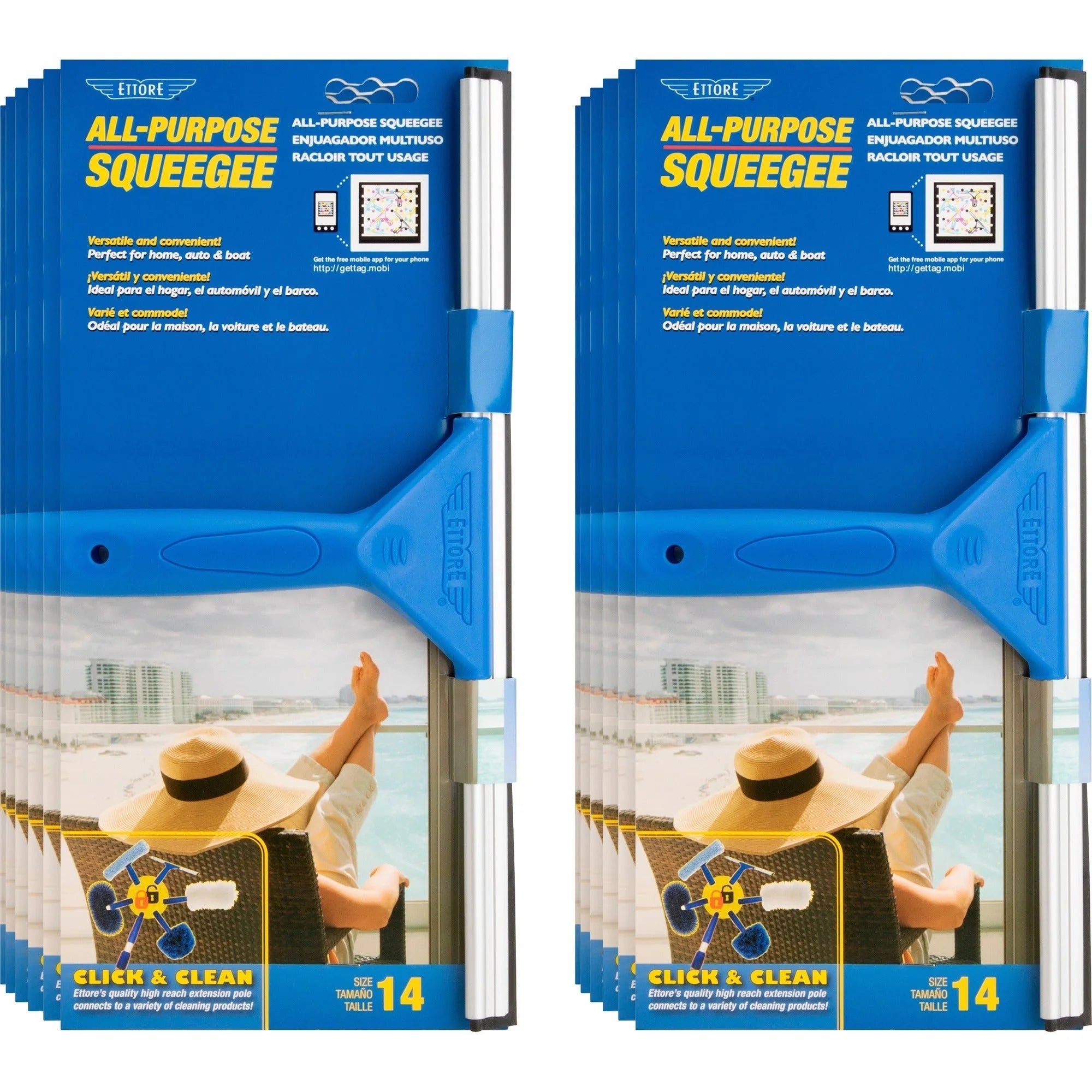 Ettore All-purpose Squeegee: Lightweight Streak-free Cleaning - 12/Carton - Squeegees / Scrappers