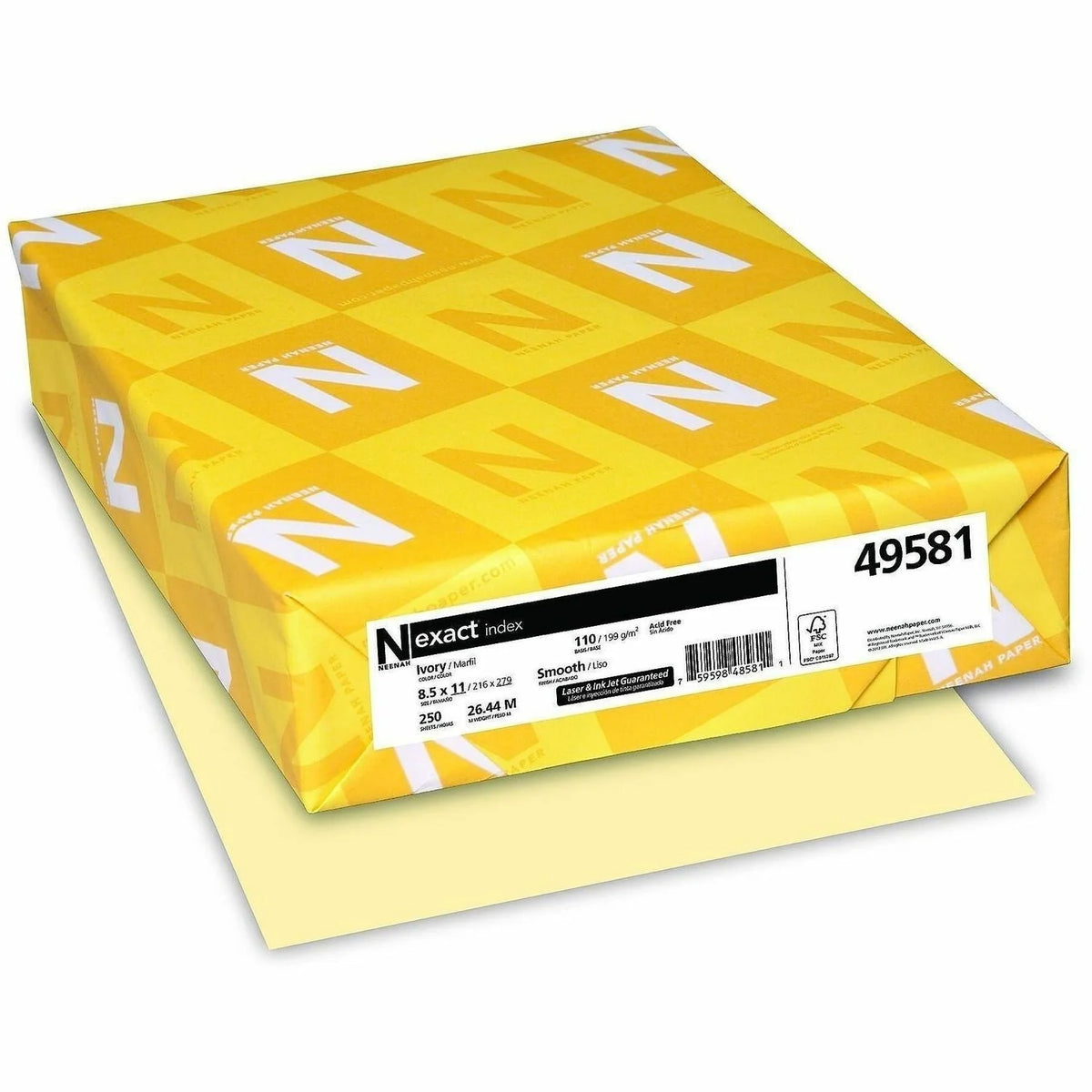 Exact Heavyweight Index Paper: Ivory 94 Brightness 110 lb - Smooth Acid-free - 250/Pack - Copy & Printer Paper