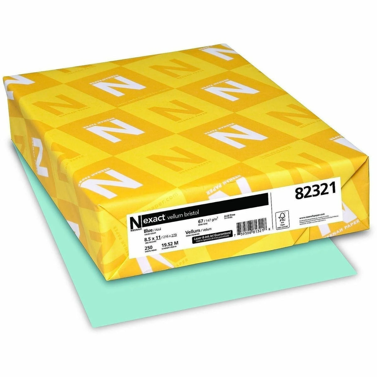 Exact Vellum Bristol Paper: Blue 92 Brightness Letter Size 67 lb Weight - Acid-free Chlorine-free - 250 Sheets - Copy &