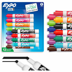 Expo Dry Erase Markers: Chisel Point Assorted Ink - 12 Pack - Markers & Dry-Erase