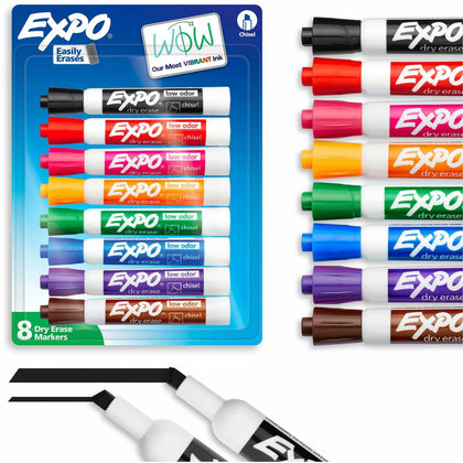 Expo Dry Erase Markers: Chisel Point Assorted Ink 8-Pack - Markers & Dry-Erase