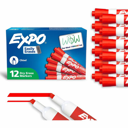 Expo Dry Erase Markers: Chisel Point Red Ink - Pack of 12 - Markers & Dry-Erase
