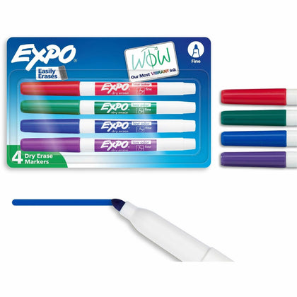 Expo Fine Point Dry Erase Markers - Assorted Ink - 4 Pack - & Dry-Erase