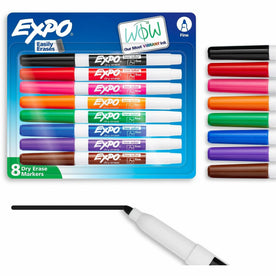 Expo Fine Point Dry Erase Markers - Assorted Ink - 8/Set - & Dry-Erase
