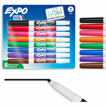 Expo Fine Point Dry Erase Markers - Assorted Ink - 8/Set - & Dry-Erase