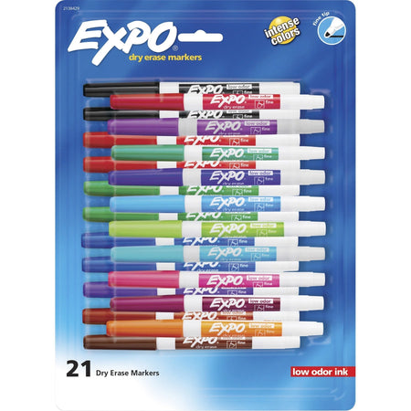 Expo Fine Tip Dry Erase Markers - Assorted Ink - 21 Pack - & Dry-Erase