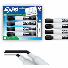 Expo Magnetic Dry-Erase Markers - Chisel Point - Black Ink - 4 Pack - &