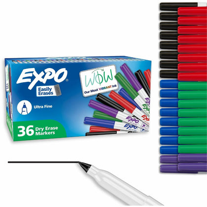 Expo Ultra Fine Tip Dry Erase Markers - 36-Pack Assorted Ink - & Dry-Erase