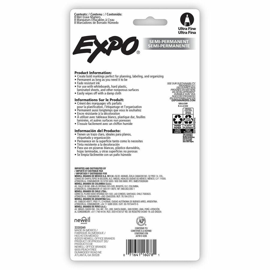 Expo Wet Erase Markers, Ultra Fine Tip - Rear