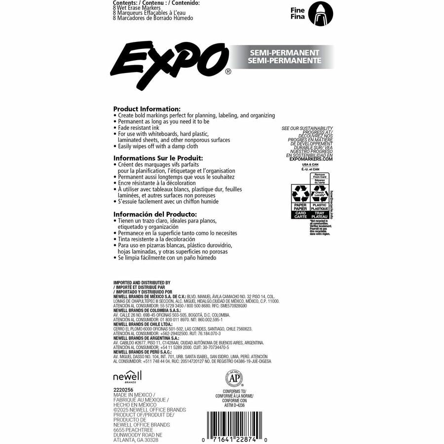 Expo Wet Erase Markers, Fine Tip - Rear