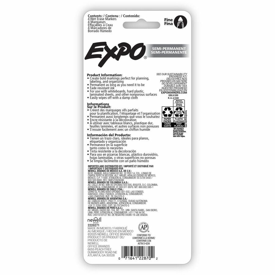 Expo Wet Erase Markers, Fine Tip - Rear