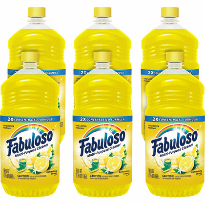Fabuloso Multi-Purpose Cleaner: Concentrated Lemon Scent - 56 fl oz - 6/Carton - Multipurpose Cleaners