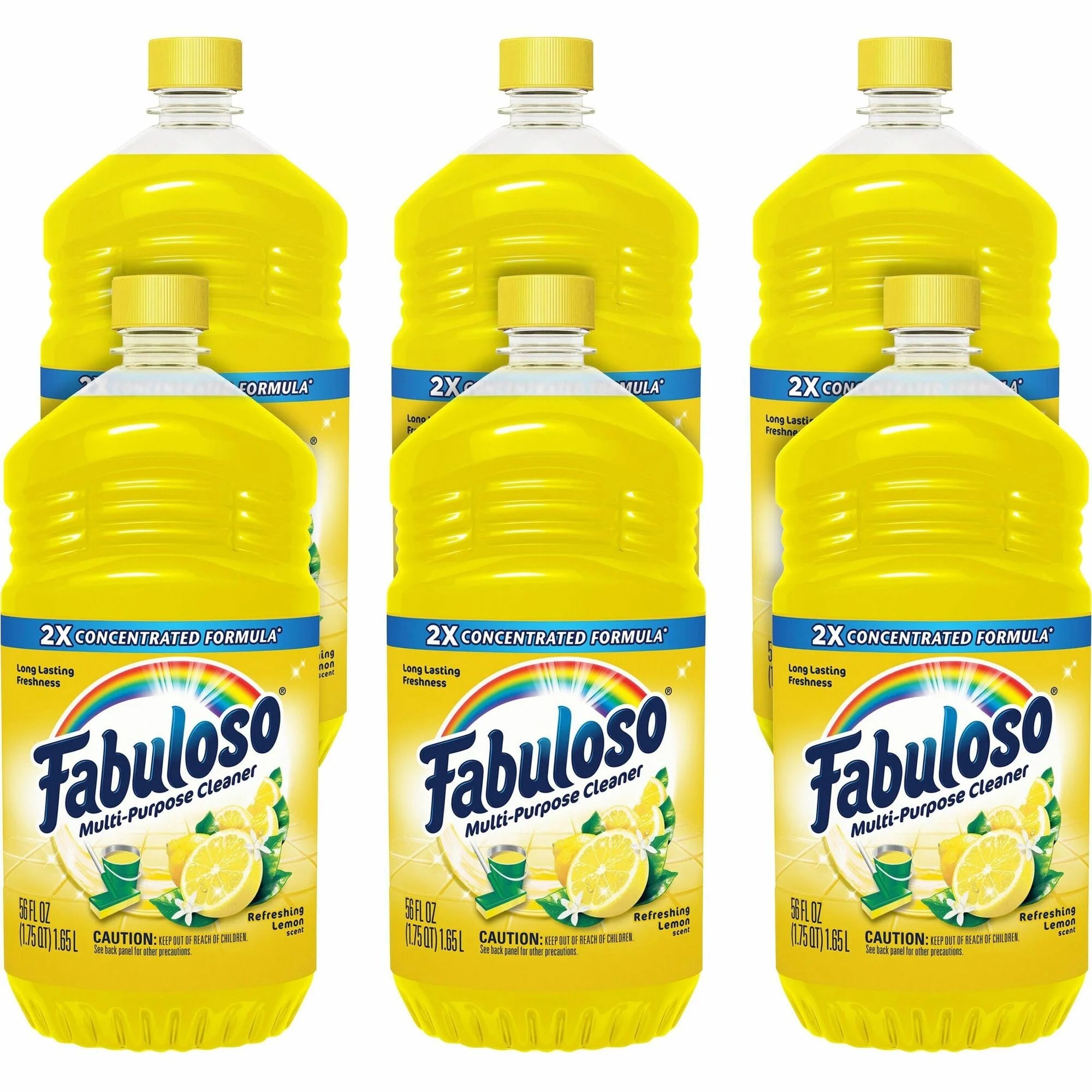 Fabuloso Multi-Purpose Cleaner: Concentrated Lemon Scent - 56 fl oz - 6/Carton - Multipurpose Cleaners
