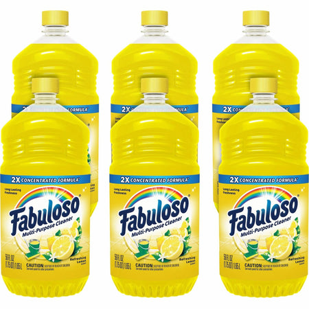 Fabuloso Multi-Purpose Cleaner: Concentrated Lemon Scent - 56 fl oz - 6/Carton - Multipurpose Cleaners