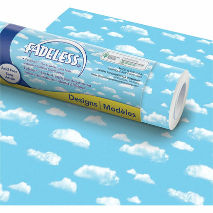 Fadeless Bulletin Board Art Paper: Cloud Design Roll - 6’’x48’’x50ft - 1 - Sets & Trim