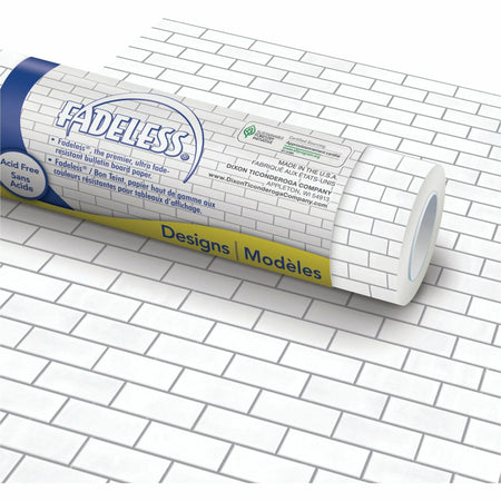 Fadeless Bulletin Board Paper Roll: White Subway Tile Design - 48’’ x 50 ft - School Home Office Decor - Art