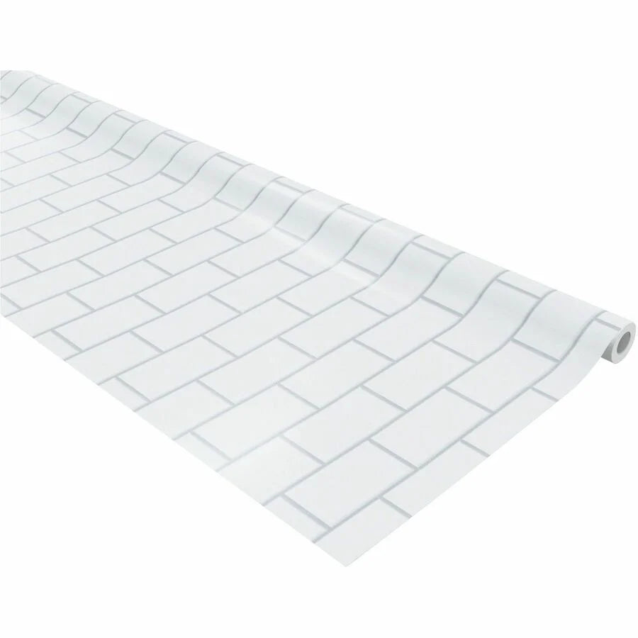 Fadeless Bulletin Board Paper Roll: White Subway Tile Design - 48’’ x 50 ft - School Home Office Decor - Art