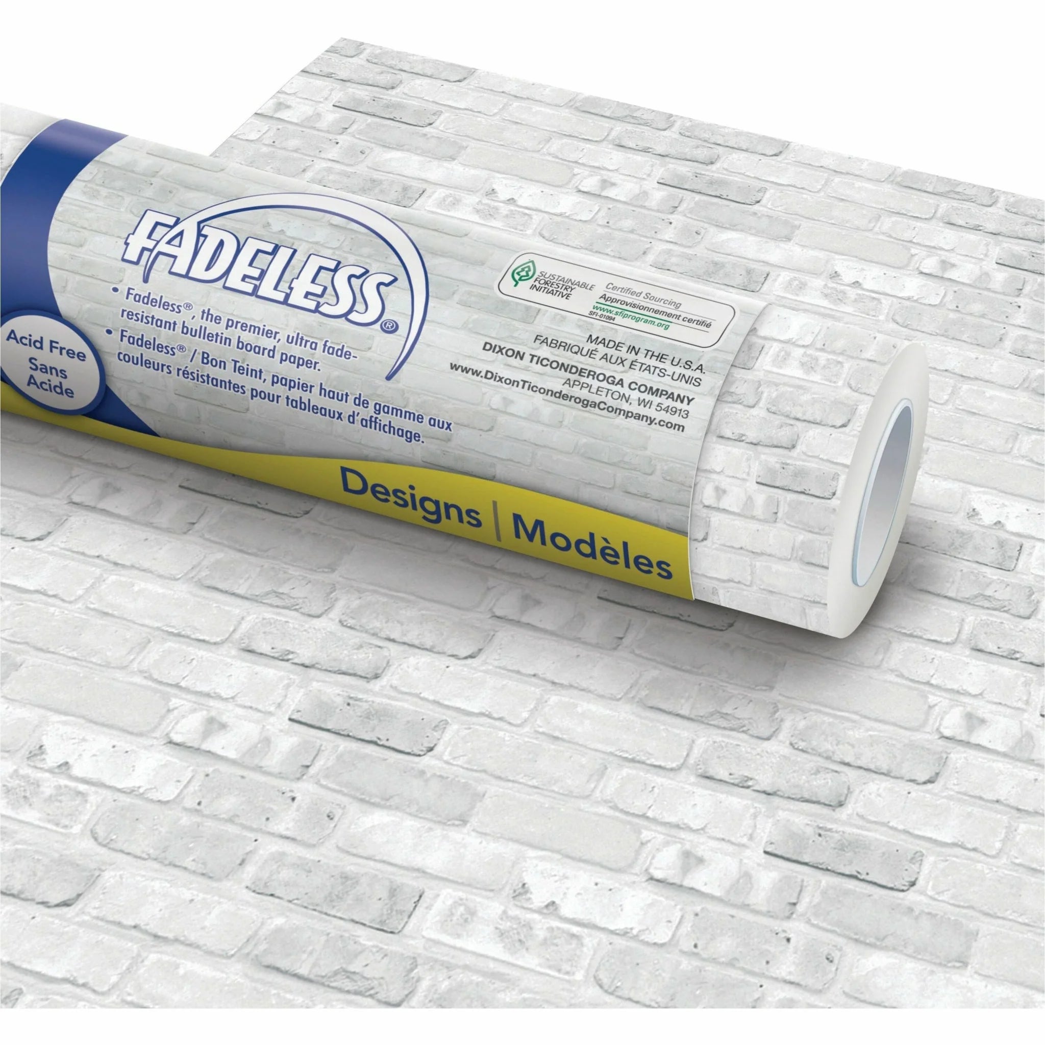 Fadeless Designs Paper Roll: Art & Craft Project Essential - 48’’ x 50’’ - White Gray - Bulletin Board Sets Trim