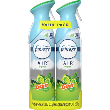 Febreze Air Freshener Spray - 8.8 fl oz (0.3 quart) - Gain Original - Odor Neutralizer VOC-free - 2/Pack - 6 / Carton