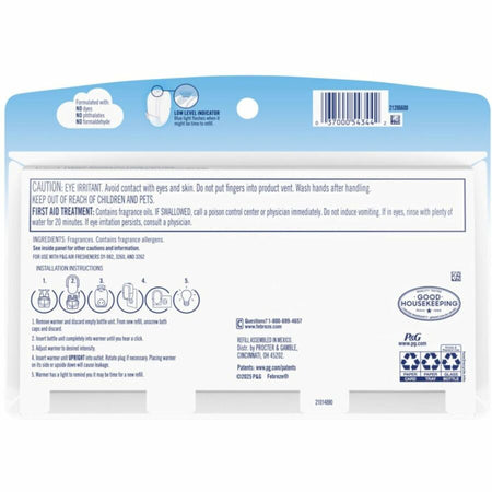 Febreze Plug Linen/Sky Oil Refill - 0.8 fl oz (0 quart) - Linen & Sky - 50 Day - 3/Pack - 6 / Carton - Air Fresheners