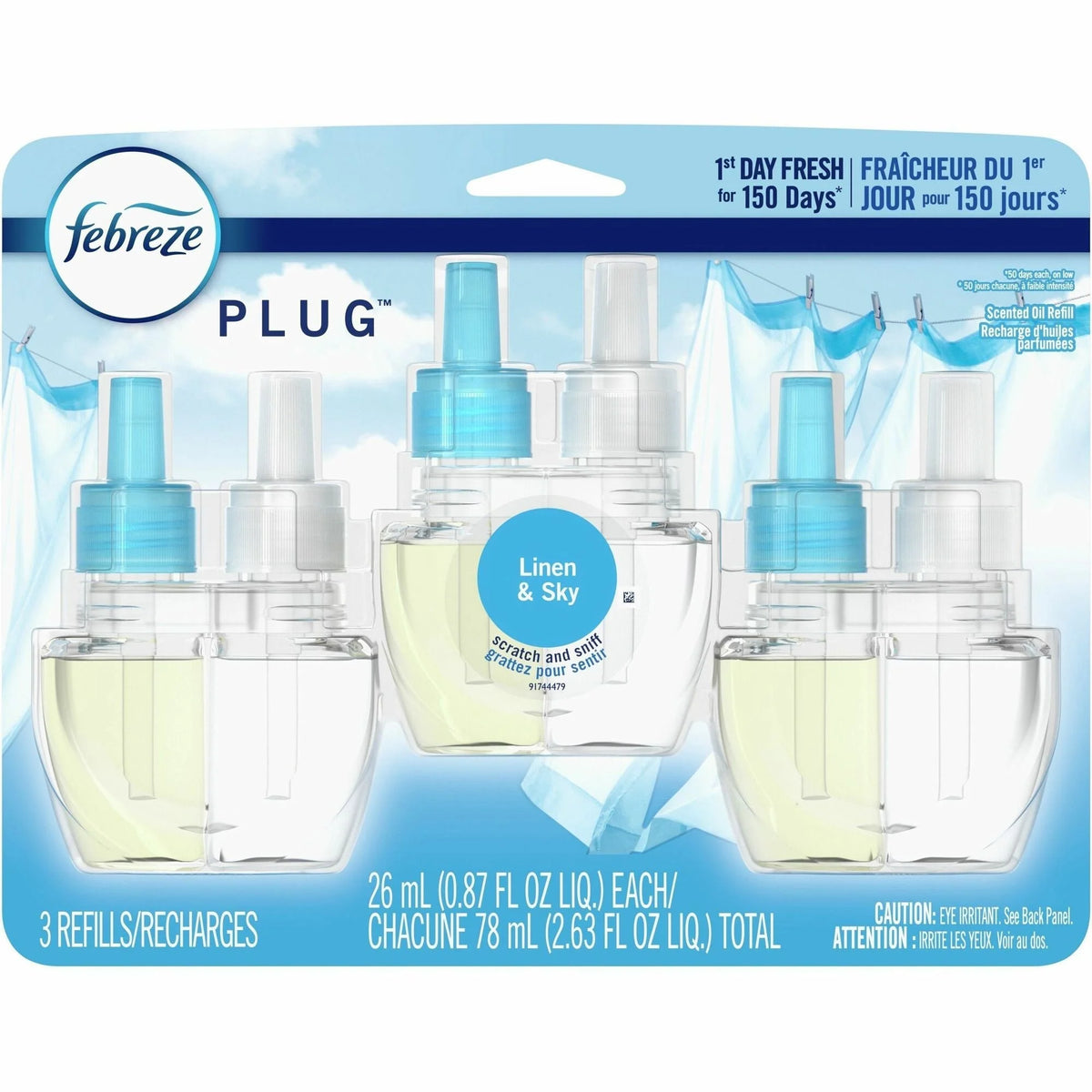 Febreze Plug Linen/Sky Oil Refill: Long-Lasting Odor Neutralizer - 3/Pack - Air Fresheners