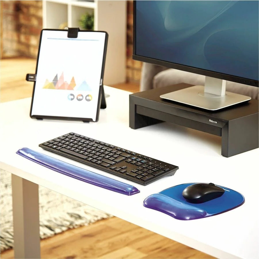 Fellowes Crystals Gel Mousepad/Wrist Rest - Blue - Stain Resistant & Skid Proof - Mouse Pads Wrist Rests