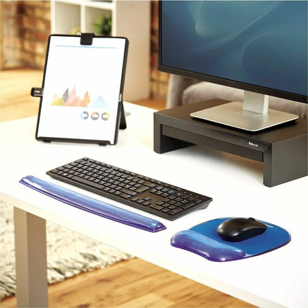 Fellowes Crystals Gel Mousepad/Wrist Rest - Blue - Stain Resistant & Skid Proof - Mouse Pads Wrist Rests
